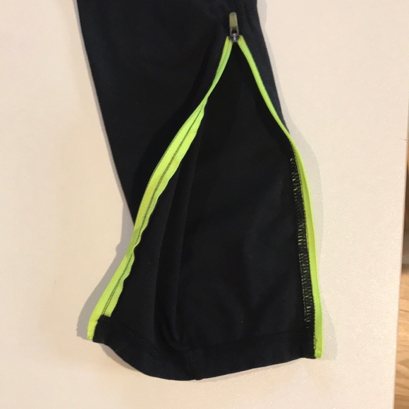 Nike Black Leggings Small S Dri-fit Neon Zipper - Picture 5 of 10